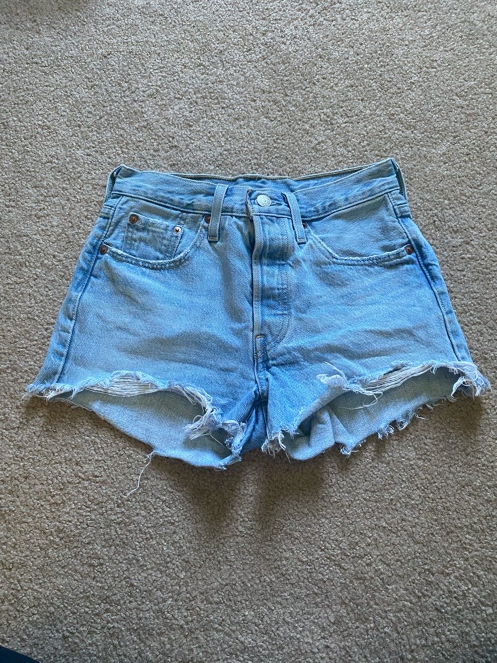 Levi's Light Blue Distressed Denim Cutoff Shorts